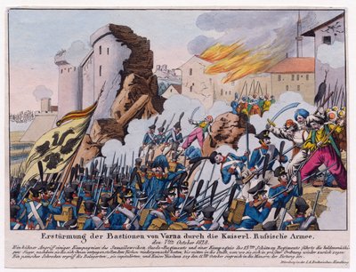Guerre russo-turque de 1828-1829 - Venäjän armeija ryntäsi Varnan linnakkeille syyskuussa 1828 par Anonymous tekijältä Unknown artist