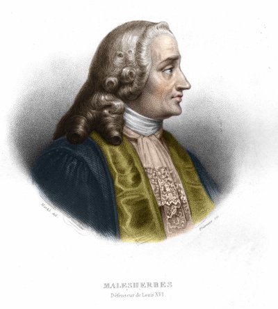 Guillaume Chretien (Guillaume-Chretien), kirjoittanut Lamoignon de Malesherbes (1721-1794). ranskalainen poliitikko. Kaiverrus vuodelta 1852 tekijältä Unknown artist