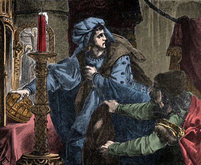 Helene Kottanner (Kottanerin, Kottannerin) (1439-1440) varastaa Pyhän Stephenin kuninkaallisen kruunun (Unkarin pyhä kruunu) vuonna 1440 (Unkarin Stephen I) ( tekijältä Unknown artist