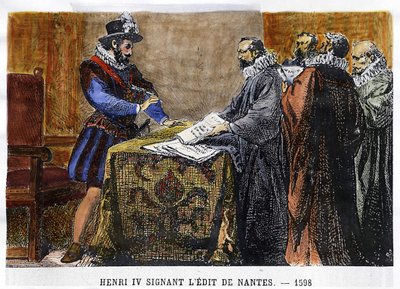 Henri IV (1553 - 1610) allekirjoitti Edit de Nantesin vuonna 1598. tekijältä Unknown artist