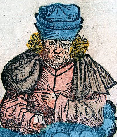 Herodote (Herodotos, 484-425 eKr.), kreikkalainen historioitsija - HERODOTUS 490-425 eKr., kreikkalainen historioitsija - puupiirros Nürnbergin kronikasta tekijältä Unknown artist