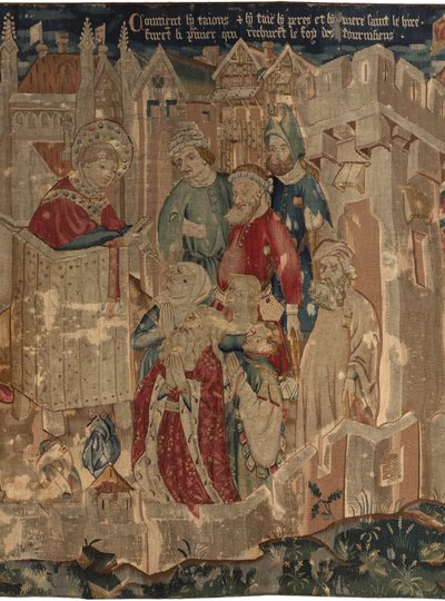 Saint Piatin ja Saint Eleuthèren historia, kohtaus 3: Saint Piat lähetetään Tournaisiin saarnaamaan uskoa tekijältä Unknown artist