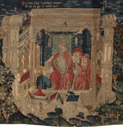 Saint Piatin ja Saint Eleuthèren historia, kohtaus 9: Paavi vahvistaa Saint Éleuthèren Tournain piispaksi tekijältä Unknown artist