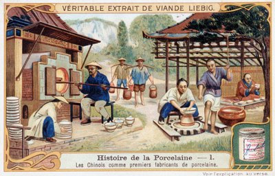 Posliinin historia: kiinalaiset ensimmäisinä posliinin valmistajina - Liebig-kromolitografia tekijältä Unknown artist