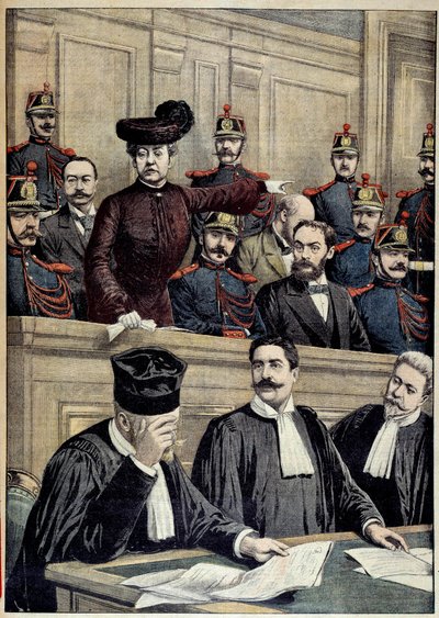 Humbertin tapaus: oikeudenkäynti Therese Humbertia (1856-1918) vastaan, jota edusti ranskalainen roisto, joka teeskenteli olevansa amerikkalaisen miljonäärin perintö. 1903 Yksityinen kokoelma tekijältä Unknown artist