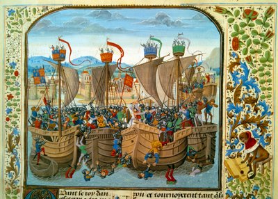 Satavuotinen sota: "" Eclusen meritaistelu, Sluis (Alankomaat) 20.6.1340, joka vastusti ranskalaista Philippe VI of Valois