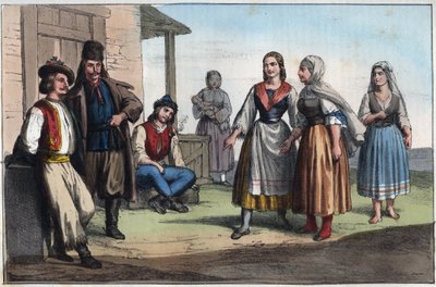 Unkarilainen talonpoika 1800-luvulla - kaiverrus kirjasta "Kaikkeuden kaikkien kansojen tapoja ja perinteitä". Eli kaikkien kansojen hallituksen, lakien, miliisin, uskonnon historia kaukaisimmista ajoista nykypäivään "1856 tekijältä Unknown artist