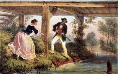 Hauen metsästys Englannissa. 1800-luvun kaiverrus. Gien, metsästysmuseo tekijältä Unknown artist