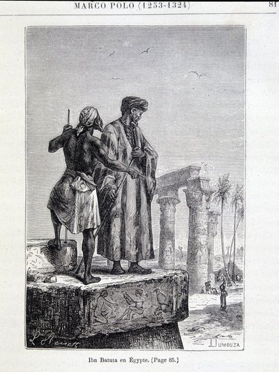 Ibn Battuta (1307-1377) Egyptissä - Jules Vernen "Maan löytämisessä" tekijältä Unknown artist