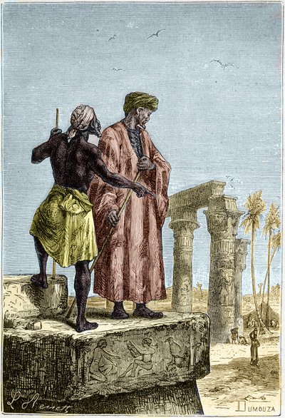 Ibn Battuta (1307-1377) Egyptissä - Jules Vernen teoksessa "Maan löytäminen" tekijältä Unknown artist