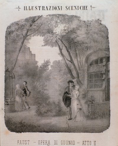 Kuvitus Charles Gounodin Faustin toiseen näytökseen tekijältä Unknown artist