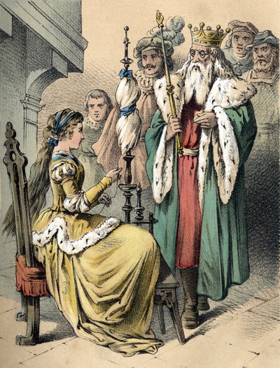Kuva Franz Hoffmannin tarinoista "" Tales et Fables - Weifsh¿ndchen und Breitf¿fschen". 1800-luvun kromolitografia. tekijältä Unknown artist