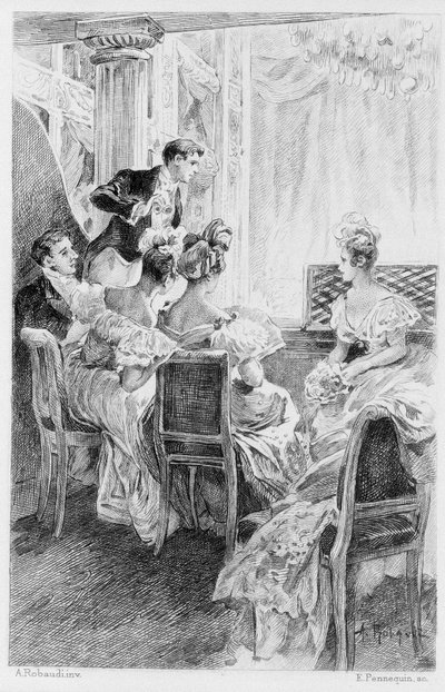Kuva Stendhalin teoksesta "Punainen ja musta". 1830. Kaiverrus 1800-luvun lopulta. tekijältä Unknown artist