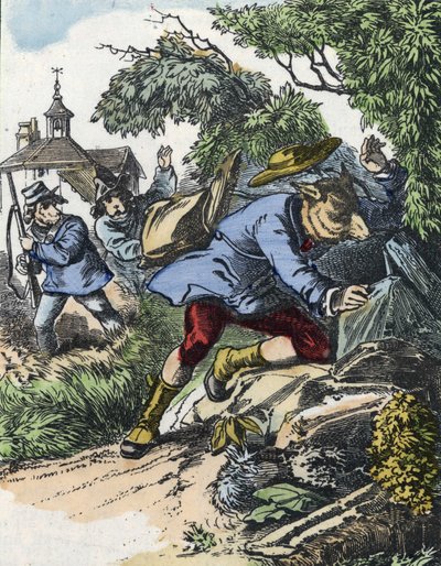Kuvitus tarinasta "Hyvä äitilammas". "" Tarinoita kodista pienimmille"". Anonyymi kaiverrus 1800-luvulta. tekijältä Unknown artist