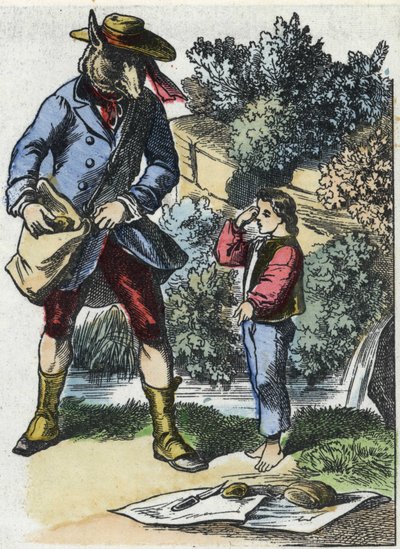 Kuvitus tarinasta "Hyvä äitilammas". "" Tarinoita kodista pienimmille"". Anonyymi kaiverrus 1800-luvulta. tekijältä Unknown artist
