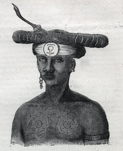 Uuden-Guinean alkuperäiskansat (Uusi-Guinea): Arfaque-vuorten asukas. Kaiverrus "" L