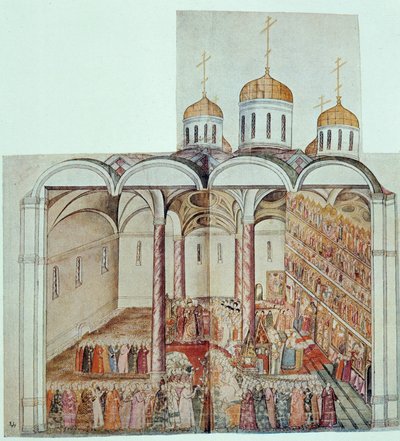 Venäjän tsaarin Mikael III:n virkaan kutsuminen (Mihael Romanov tekijältä Unknown artist