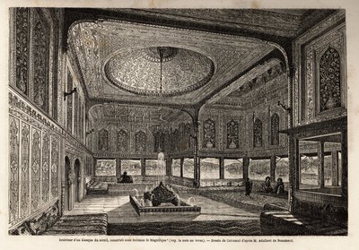 Sarjasarjan kioskin sisällä Konstantinopolissa (nykyinen Istanbul), joka rakennettiin Soliman Suuren tai Suleyman 1:n (1495-1566) aikana tekijältä Unknown artist