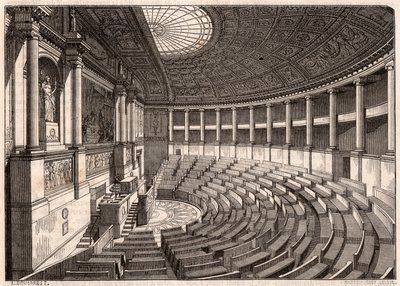 Sisäkuva edustajainhuoneesta (kansalliskokous), aiemmin nimeltään Palais Bourbon, Pariisi, Ranska tekijältä Unknown