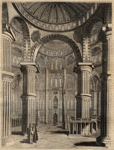 Sinisen moskeijan sisustus, Istanbul, Turkki - 1838 - kaiverrus - tekijältä Unknown artist