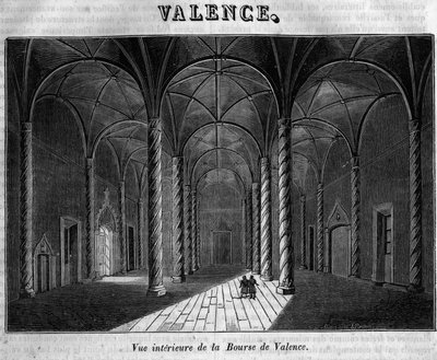 Valencian pörssin sisäkuva 1800-luvulla. tekijältä Unknown artist