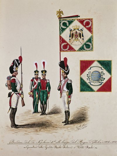 Italian armeijan lippu Napoleon I:n aikana (kaiverrus tekijältä Unknown artist