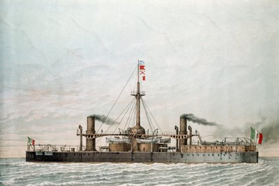 Italialainen taistelulaiva Caio Duilio (print tekijältä Unknown artist