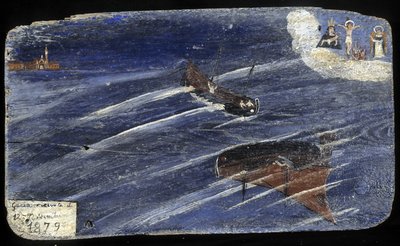 Italialainen ex-voto haaksirikkoutumisesta vuonna 1879 - maalaus puulle tekijältä Unknown artist