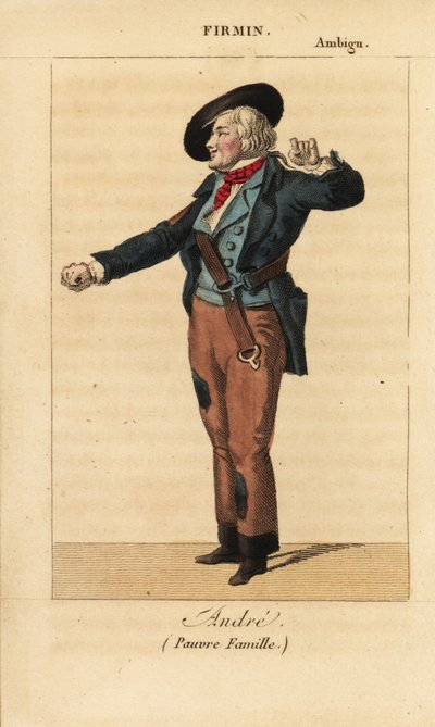 Jean-Baptiste Firmin Andreina Benjaminin ja Melchiorin melodraamassa Pauvre Famille Theater de l’Ambigu Comiquessa tekijältä Unknown artist