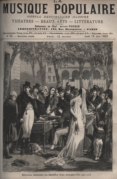 Jean Elleviou, ranskalainen laulaja, koomikko ja libretisti (1769-1842), joka lauloi sokean miehen hyväksi vuonna 1801 Champs-Elysees