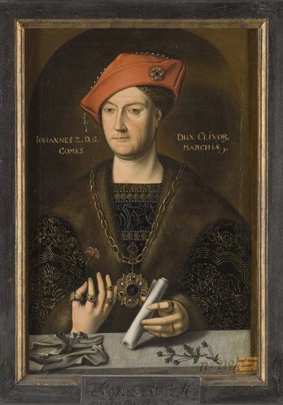 Jean II de Cleves, dit le Clement - Muotokuva Johannes II:sta (1458-1521), Clevesin herttua, Markuksen kreivi, Anonyymi. Öljy kankaalle. Mitat: 66 x 45 cm. Tukholman kansallismuseo tekijältä Unknown artist