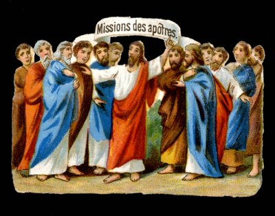 Jeesus uskoo heidän tehtävänsä apostoleille - Chromolle. tekijältä Unknown artist