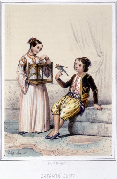 Algerian juutalaiset lapset 1800-luvun jälkipuoliskolla. tekijältä Unknown artist