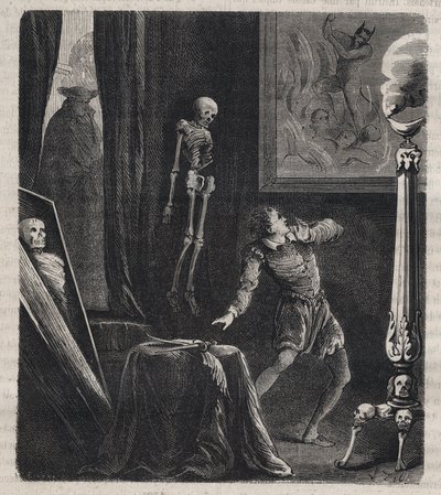 John Chatel (Chastel) (1575-1594), jonka jesuiitit sulkivat meditaatiokammioon - ennen hänen salamurhayritystään Ranskan kuningas Henrik IV:tä vastaan 27. joulukuuta 1594. Kaiverrus vuodelta 1879 kirjassa "Histoire des societes secretes, politiques et reli tekijältä Unknown artist