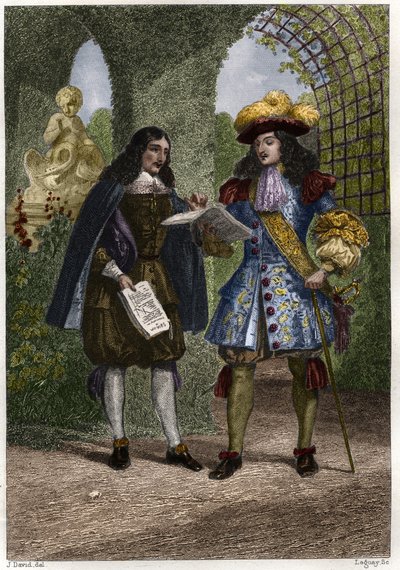 Johannes Kastaja (Jean-Baptiste) Colbert (1619-1683) Ludvig XIV:n, Ranskan ja Navarran kuninkaan (1638-1715) kanssa. Kaiverrus 1800-luvulta. Yksityinen kokoelma. tekijältä Unknown artist