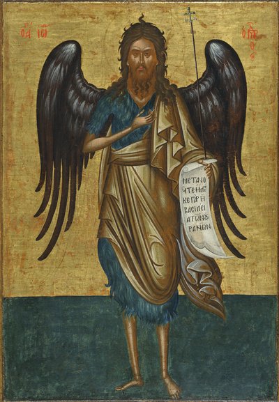 Johannes Kastaja (munan tempera ja kultalehti gessolla kankaalle ja puulle) tekijältä Unknown artist