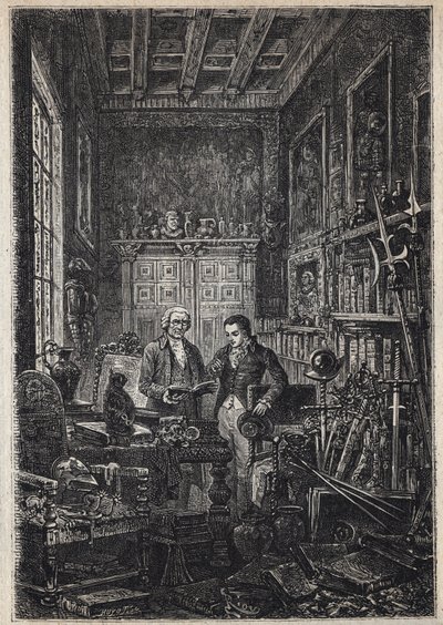 Jonathan Oldenbuck - (Antikvariaattien pyhien pyhimys) - 1800-luvun kuvitus romaanille "Antiquary" tekijältä Unknown artist