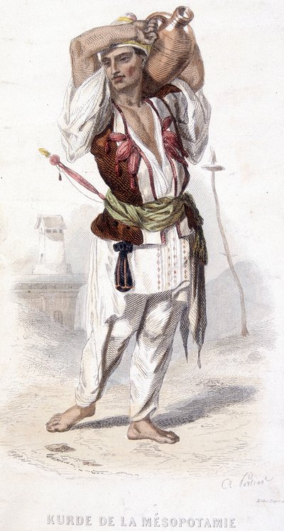 Mesopotamian kurdit kantamassa amforia. Noin 1810-1860. tekijältä Unknown artist