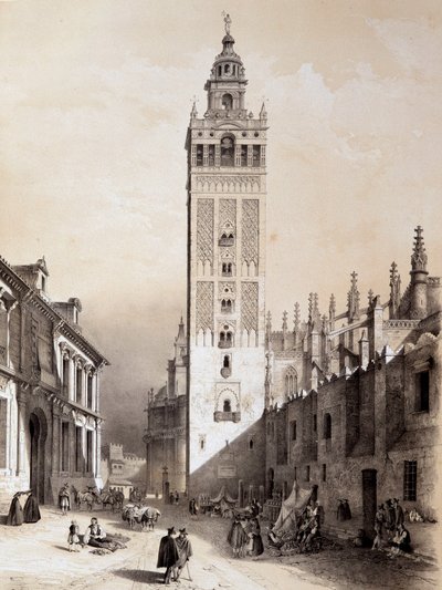 La Giralda, Sevilla, "Espanjan kuuluisien paikkojen ja monumenttien taiteellinen ja monumentaalinen Espanja" Don Genaro Perezde Villa tekijältä Unknown artist