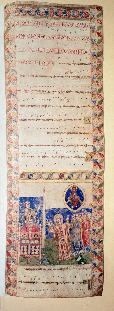 La benediction de la fontaine (Ms.724/2-Carta2) Valaistettu käsikirjoitus 1100-luvulta. Rooma, Biblioteca Casanatense tekijältä Unknown artist