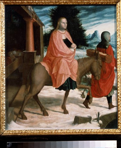 ""Lento Egyptiin"" (The Flight to Egypt) Tuntemattoman taiteilijan maalaus 1400-luvulta. Pushkin-museo, Moskova tekijältä Unknown artist