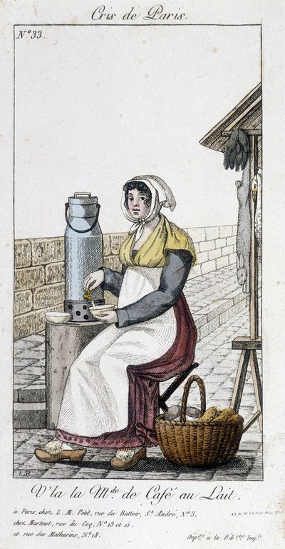 Maitokahvin kauppias - "" Cris de Parisissa"" tekijältä Unknown artist