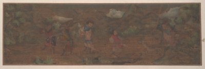 Maisemamaalaus Hahmo metsämaisemassa (albuminlehti; väri silkille) tekijältä Unknown Artist