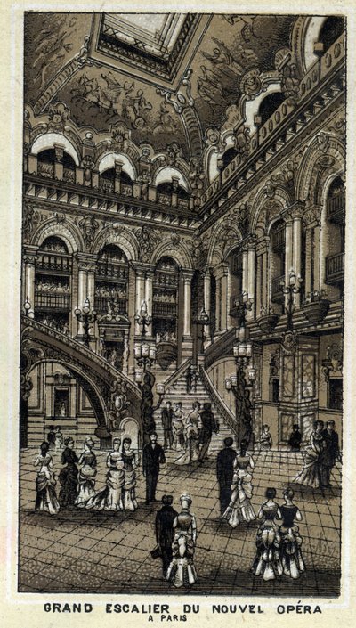 Uuden oopperan (Opera Garnier) suuret portaat Pariisissa. tekijältä Unknown artist