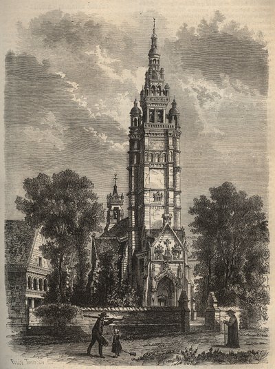 Ogival taide taantumassa - Notre-dame de Roscoff en bretagne - kaiverrus 1800-luvun din tekijältä Unknown artist