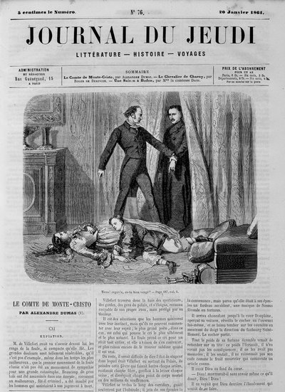 Monte Criston kreivi (Monte Cristo) - "" Le Journal du Thursdays" -julkaisussa 20.1.1861 tekijältä Unknown artist