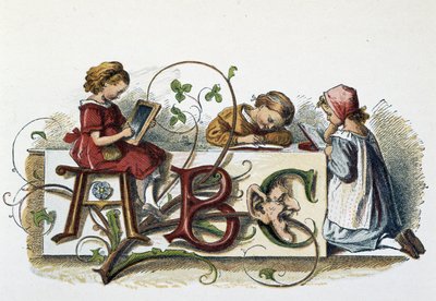Lasten lukeminen ja kirjoittaminen - "Lasten peleissä"", toim. Lontoo, George Ronthedge ja pojat, 1800-luvun loppu tekijältä Unknown artist
