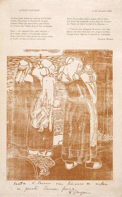 Les Bretonnes (The Breton Women) (puukiviprintti) tekijältä Unknown artist