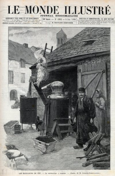 Kotitislaajat - kotitislaus Pariisissa vuonna 1895 - kaiverrus "Le Monde Illustré" -julkaisussa n°1993 vuodelta 1895 tekijältä Unknown artist