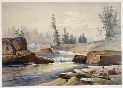 Les chutes de papineau - teoksessa "" Luonnokset nipisaguitista, New Brunswickin joesta Amerikassa"" William Hickman, toim. Halifax tekijältä Unknown artist